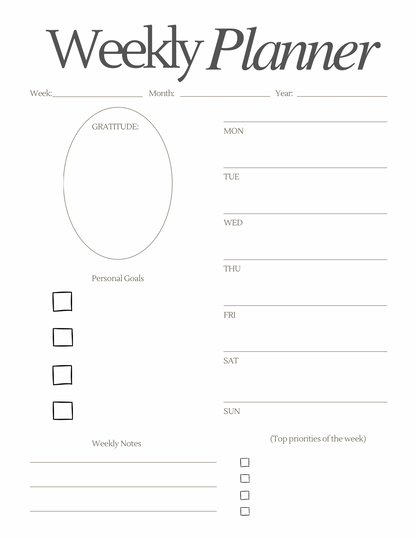 Minimalistic Weekly Planner