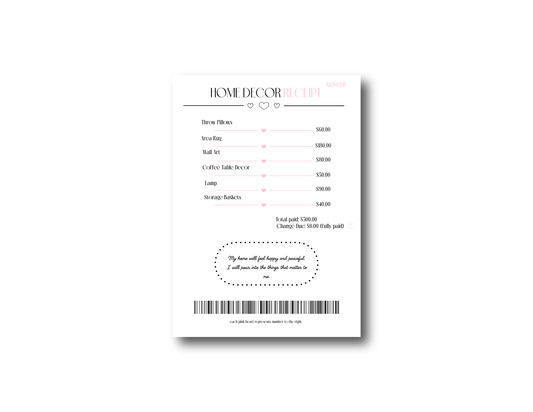 Home Decor Receipt - A7