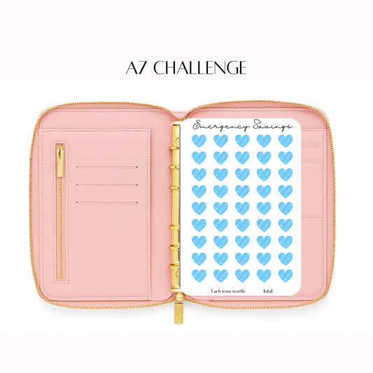 A7 Challenge | Emergency Savings | Blue heart